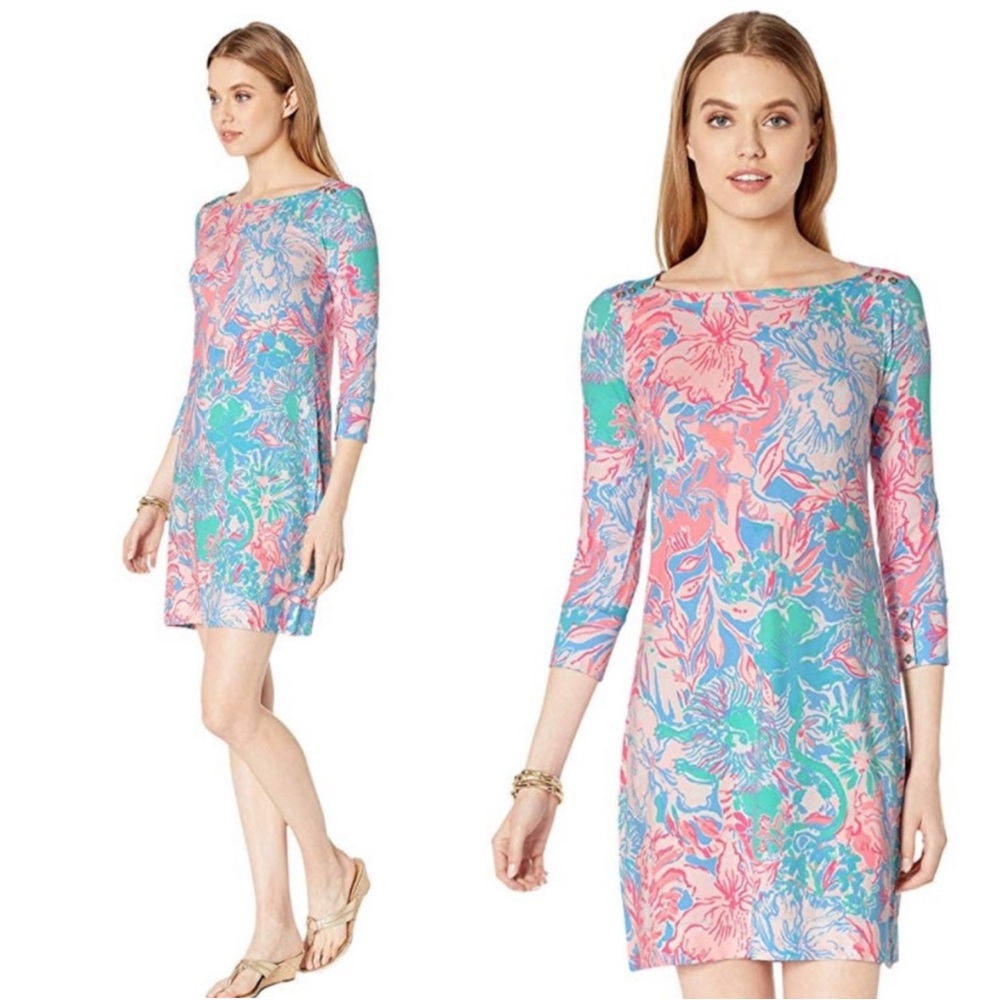 Lilly Pulitzer UPF 50+ Sophie Dress Viva La Lilly Print Women’s Size XS